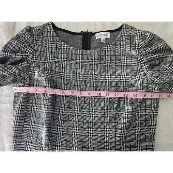 Luxology Plaid Puff Sleeve Drop Waist Houndstooth Preppy School Girl Dress S - Picture 6 of 10